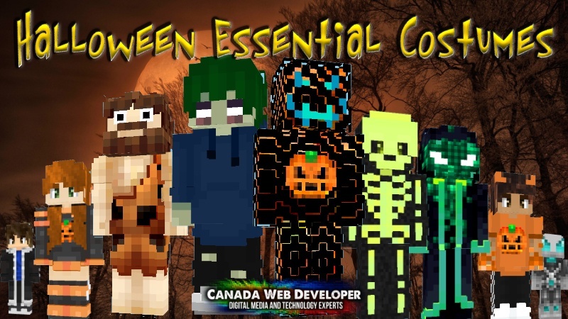 If you want to have the best Halloween night ever then you're going to need some of our Halloween essentials! We have awesome trick-or-treat Minecraft skins! 10 HD (128px) skins including: - 1 free! - 10 Halloween inspired outfits 1 Exclusive skin by: Dannny0117 Created and Published by: Dannny0117 + Canada Web Developer