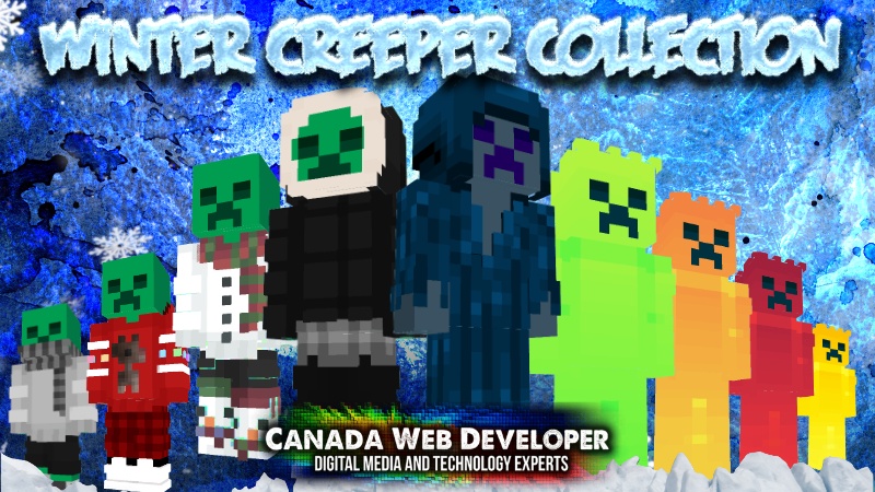 Creepers wanted some winter outfits and now they are ready for the holidays. Happy holidays Minecraft gamers. 16 HD (128px) skins including: - 2 free! - 7 winter season inspired designs - 8 bright color teen Creeper skins 1 Exclusive skin by: Dannny0117 Created and Published by: Dannny0117 + Canada Web Developer. Open up the Marketplace on your Minecrafting device and download.